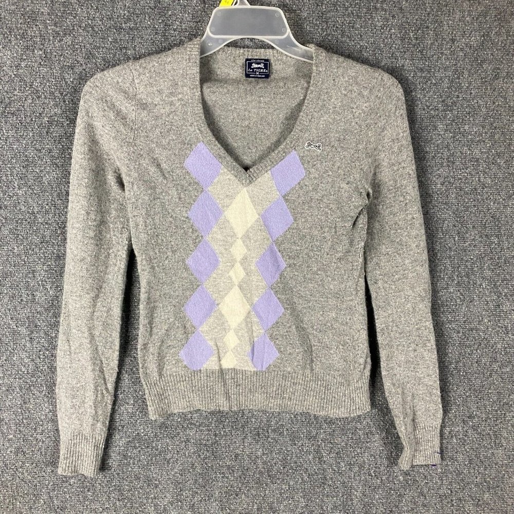 La Tigre Sweater Women's Juniors Medium Lambs Wool Angora Rabbit Gray M